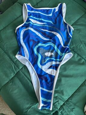 Emilio Pucci Blue Swirl One-Piece Swimsuit
